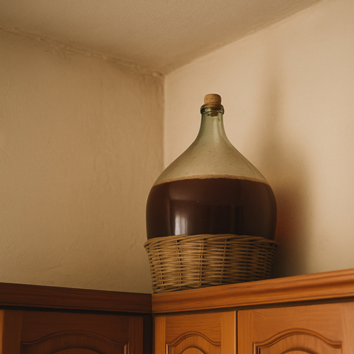 A demijohn of homemade Commandaria